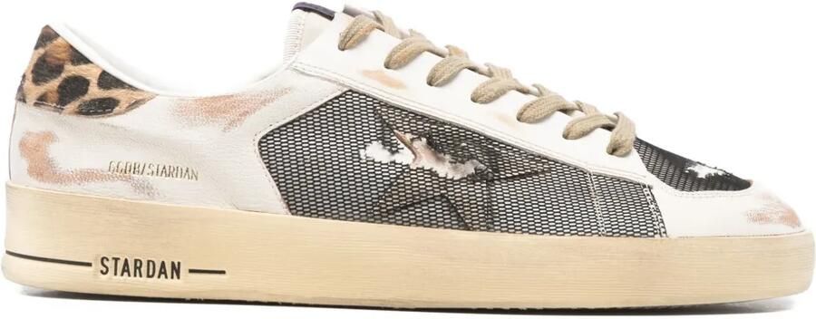 Golden Goose Stardan sneakers van nappa en mesh met luipaard-print en ponyhaar hielstuk Wit