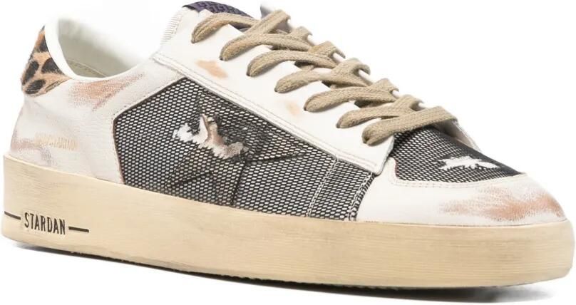 Golden Goose Stardan sneakers van nappa en mesh met luipaard-print en ponyhaar hielstuk Wit - Foto 2
