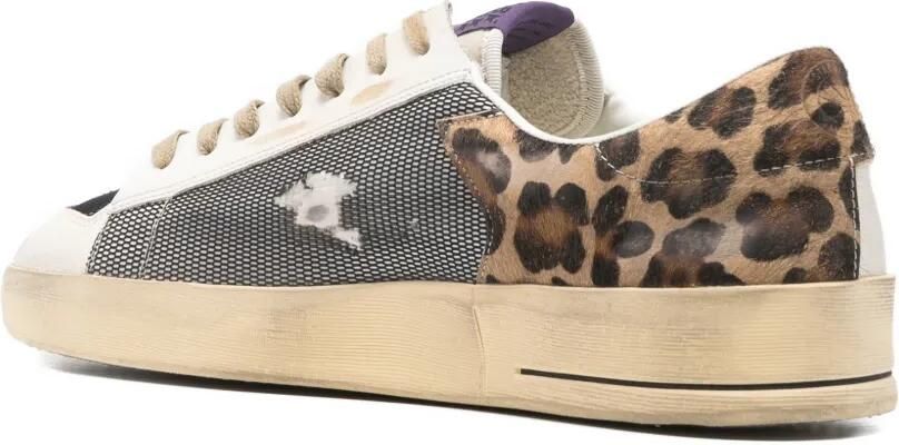 Golden Goose Stardan sneakers van nappa en mesh met luipaard-print en ponyhaar hielstuk Wit - Foto 3