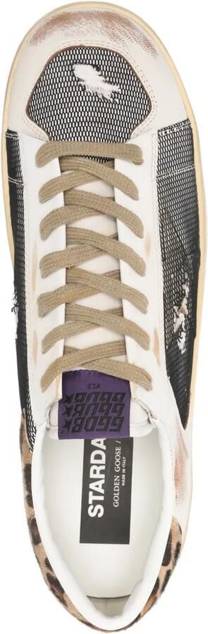 Golden Goose Stardan sneakers van nappa en mesh met luipaard-print en ponyhaar hielstuk Wit - Foto 4