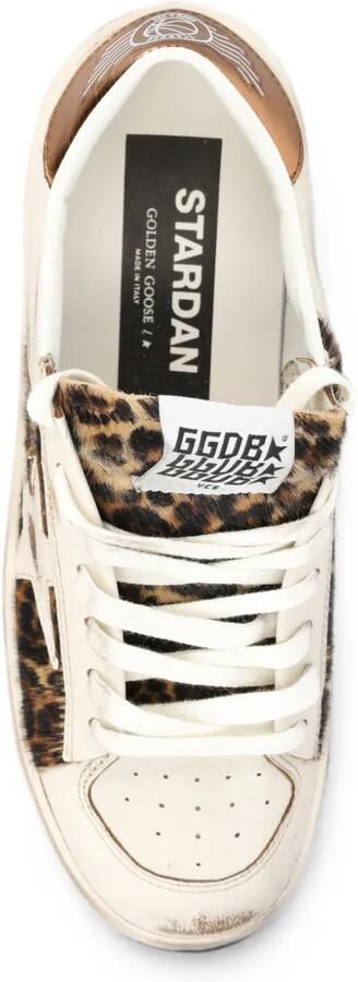Golden Goose Stardan sneakers van wit leer en luipaard-print met leren ster Beige