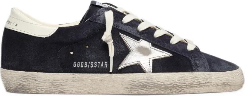 Golden Goose Super-Star in navy blue suede with silver star sneakers Blauw