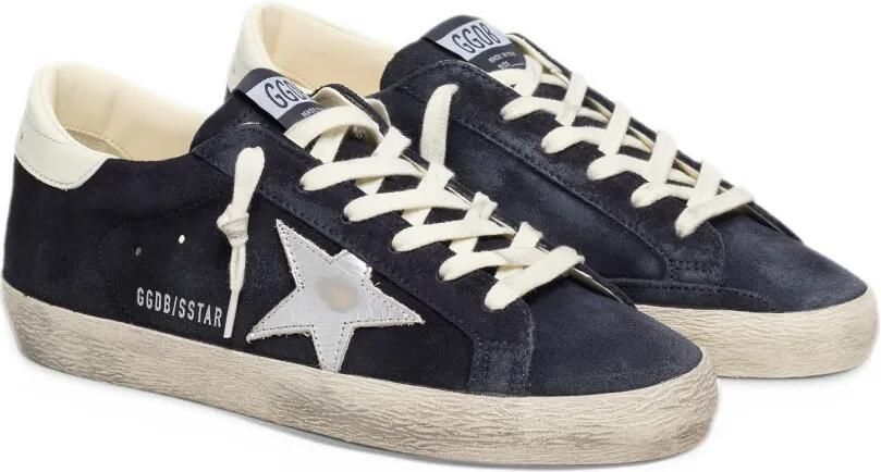 Golden Goose Super-Star in navy blue suede with silver star sneakers Blauw - Foto 4