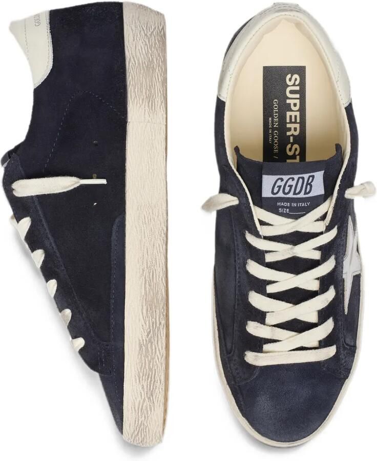 Golden Goose Super-Star in navy blue suede with silver star sneakers Blauw - Foto 2