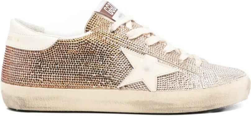 Golden Goose Super-Star leren sneakers met kristallen Beige