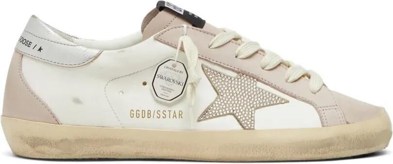Golden Goose Super-Star leren sneakers met Swarovski kristallen ster Wit