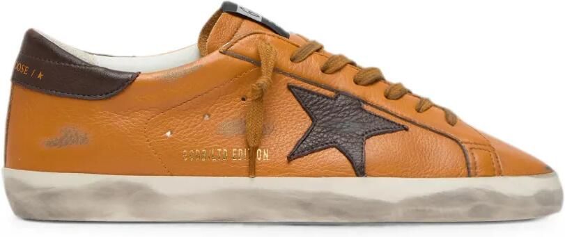Golden Goose Super-Star LTD oranje leren sneakers met bruine ster