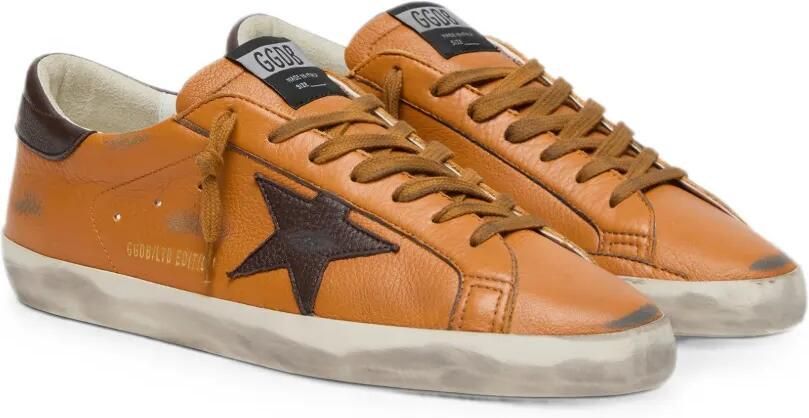 Golden Goose Super-Star LTD oranje leren sneakers met bruine ster - Foto 4