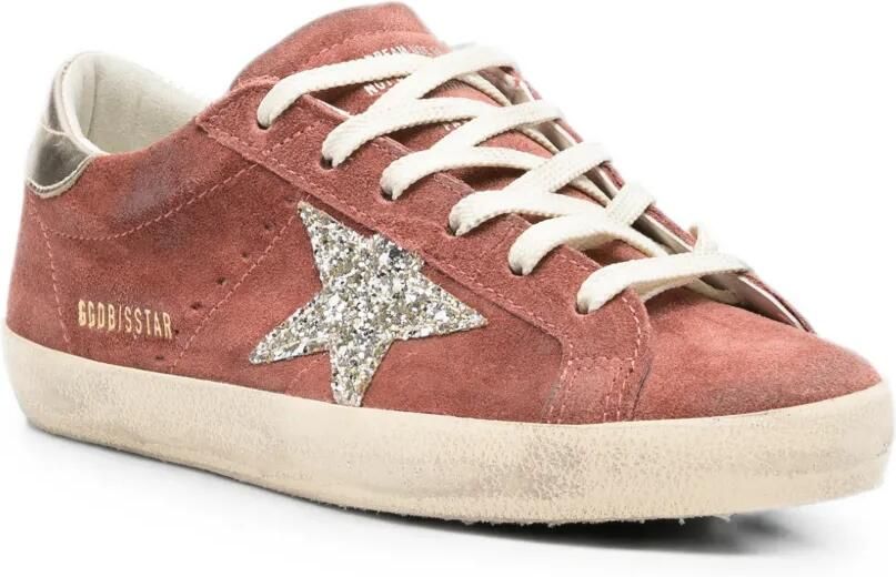 Golden Goose Super-Star LTD suède sneakers met zilveren ster en leren hiellus Rood - Foto 2