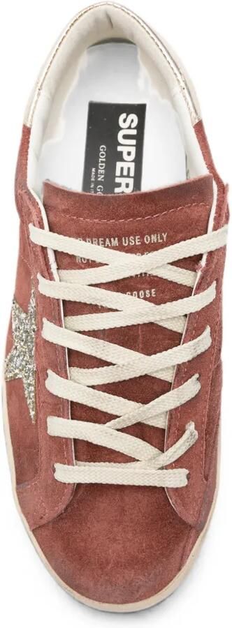 Golden Goose Super-Star LTD suède sneakers met zilveren ster en leren hiellus Rood - Foto 4