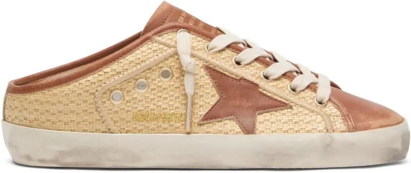 Golden Goose Super-Star raffia slipprs met sterdetail Beige