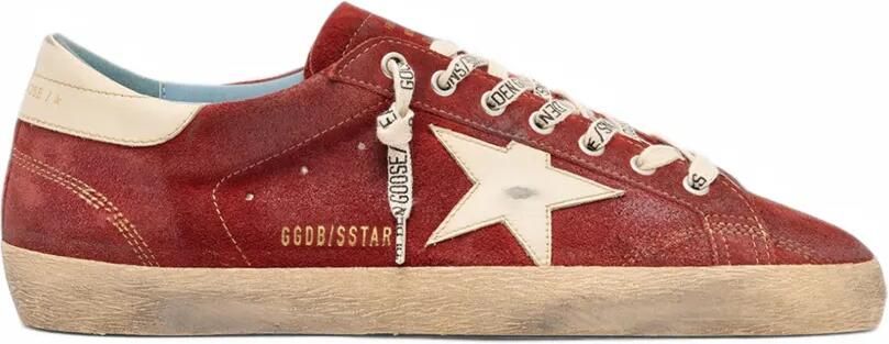 Golden Goose Super-Star rode suède sneakers met crème leren ster Rood
