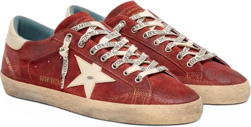 Golden Goose Super-Star rode suède sneakers met crème leren ster Rood - Foto 5
