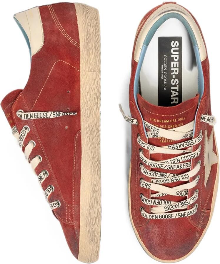 Golden Goose Super-Star rode suède sneakers met crème leren ster Rood - Foto 2