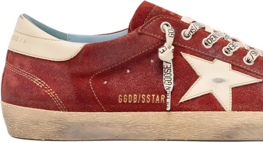 Golden Goose Super-Star rode suède sneakers met crème leren ster Rood - Foto 4