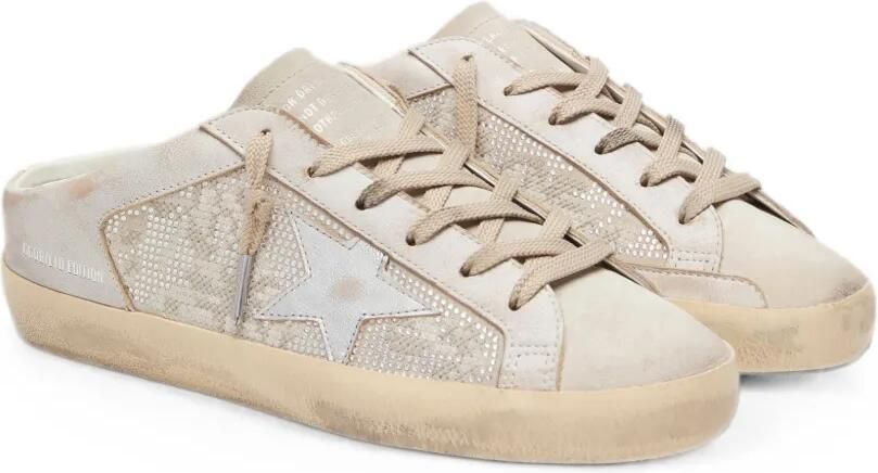 Golden Goose Super-Star Sabots LTD in Swarovski sneakers met metallic zilveren ster Beige - Foto 4