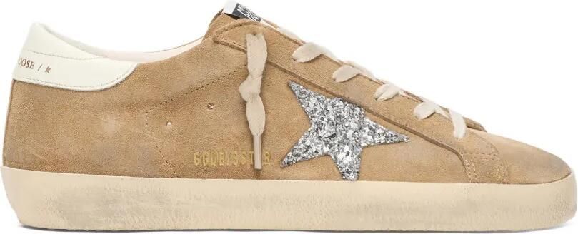 Golden Goose Super-Star sneakers in tabakskleurig suède met zilveren glitterster Beige