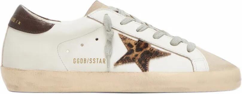 Golden Goose Super-Star sneakers in white leather with leopard-print star