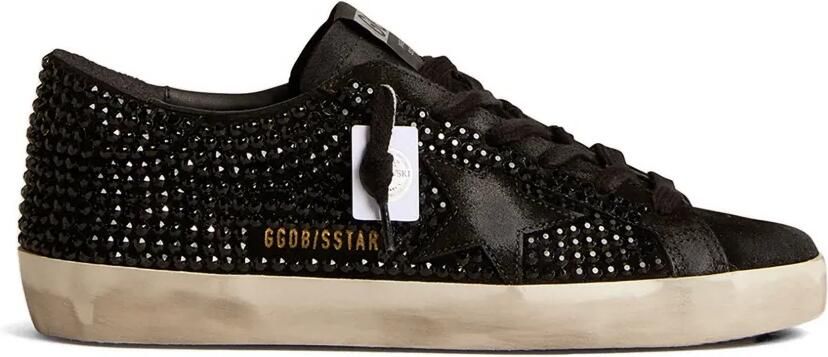 Golden Goose Super-Star sneakers in zwart suède met Swarovski kristallen