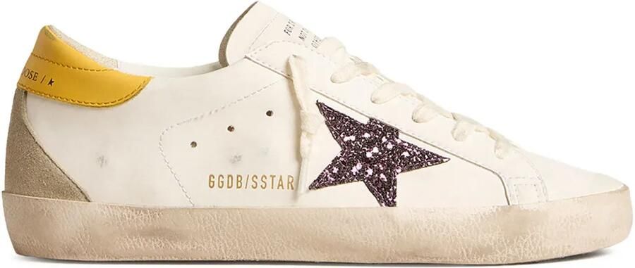 Golden Goose Super-Star sneakers met rode glitterster en leren hielpand Beige