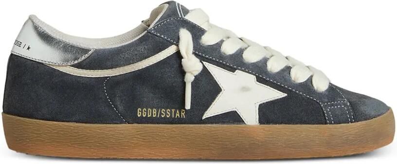 Golden Goose Super-Star sneakers van grijs suède met witte leren ster en zilveren leren hiellus Blauw