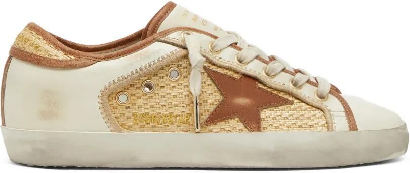 Golden Goose Super-Star sneakers van leer en raffia met ster en inzetstukken Beige