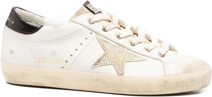 Golden Goose Super-Star sneakers van leer met Swarovski-ster Beige