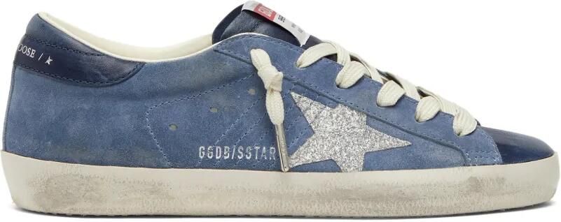 Golden Goose Super-Star sneakers van suède met glitterster Blauw