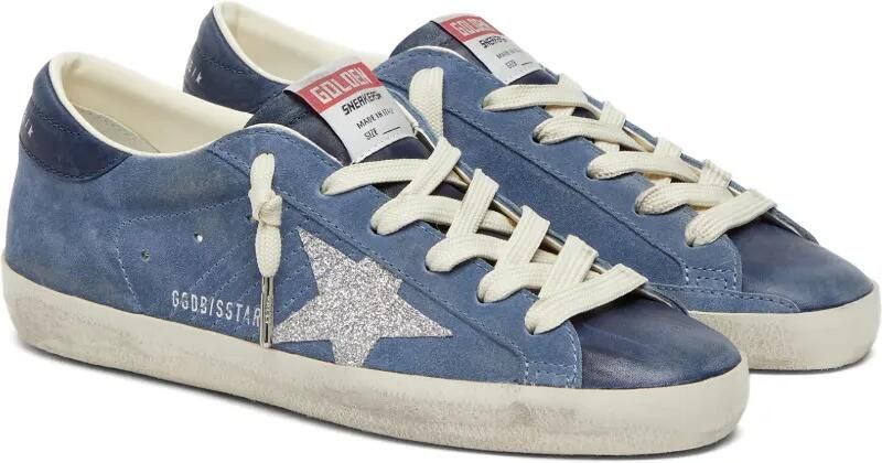 Golden Goose Super-Star sneakers van suède met glitterster Blauw - Foto 5