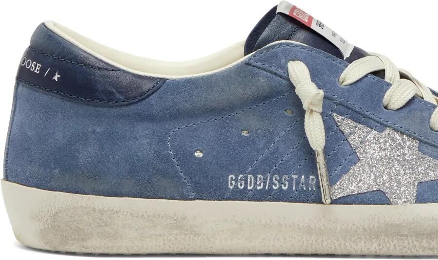 Golden Goose Super-Star sneakers van suède met glitterster Blauw - Foto 4