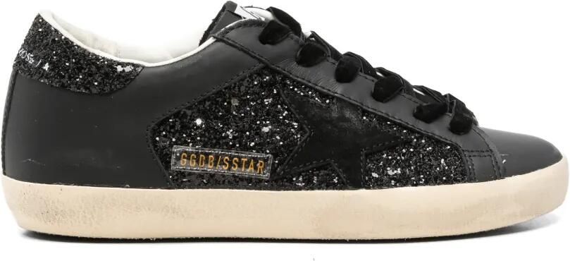 Golden Goose Super-Star sneakers van zwarte glitter met zwarte suède ster en leren details