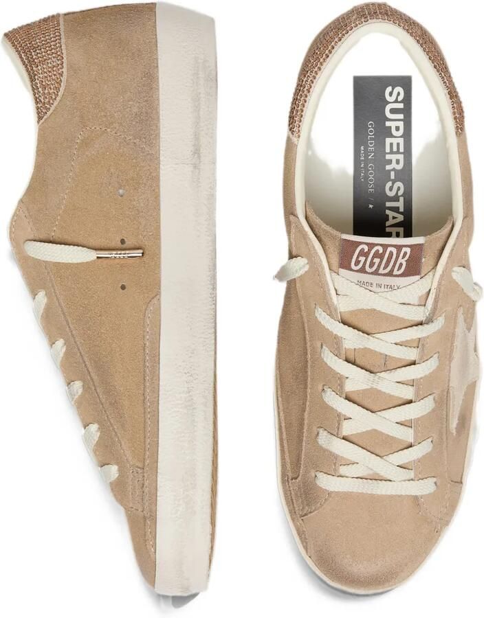 Golden Goose Super-Star suede-upper star-and-heel with crystals sneakers Beige - Foto 2