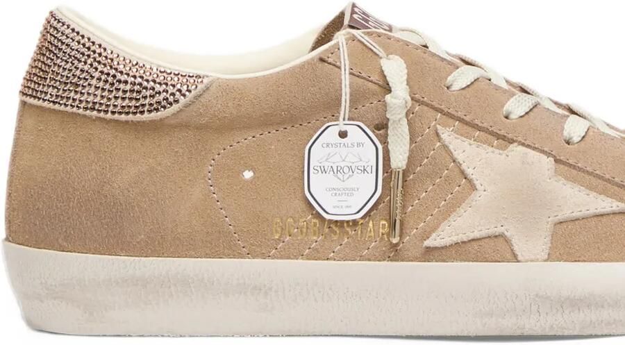 Golden Goose Super-Star suede-upper star-and-heel with crystals sneakers Beige - Foto 3