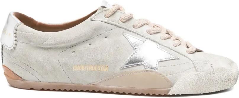 Golden Goose True-Star sneakers van lichtgrijs suède met metallic zilveren ster en hielpand Beige