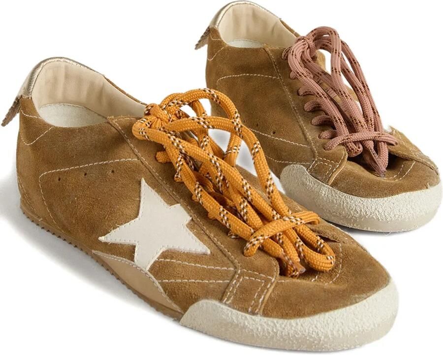 Golden Goose True-Star sneakers van tabakskleurig suède met witte ster en platinum hiellus Bruin - Foto 2