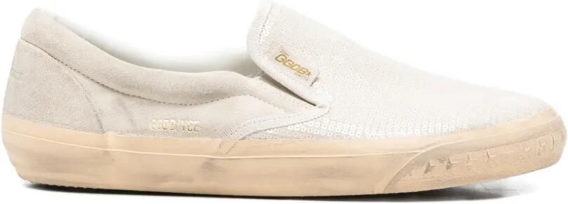 Golden Goose VCE Penstar suède en pailletten slip-on sneakers Beige