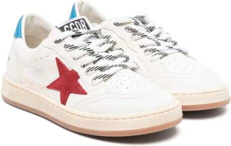 Golden Goose Kids Ball leren sneakers met sterpatch Wit