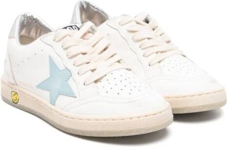 Golden Goose Kids Ball leren sneakers met sterpatch Wit