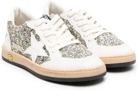 Golden Goose Kids Ball Starpatch sneakers met glitter Wit