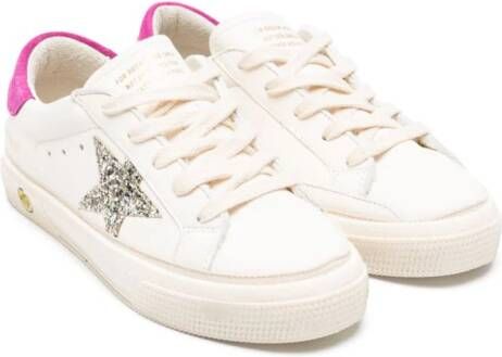 Golden Goose Kids May leren sneakers Wit