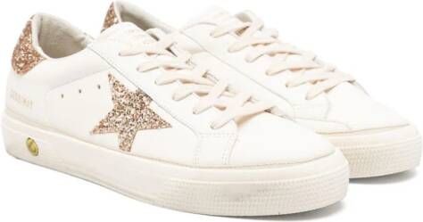 Golden Goose Kids May sneakers met glitterdetail Wit