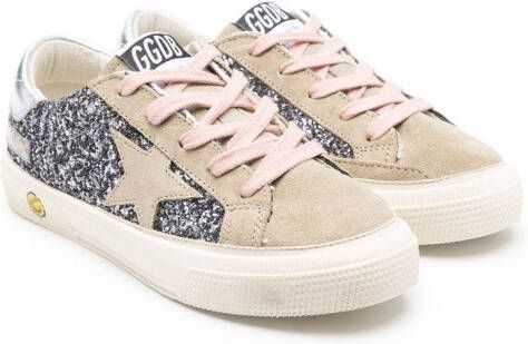 Golden Goose Kids Superstar sneakers met glitter Beige