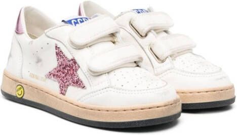 Golden Goose Kids Ball Star Strap sneakers met glitters Wit