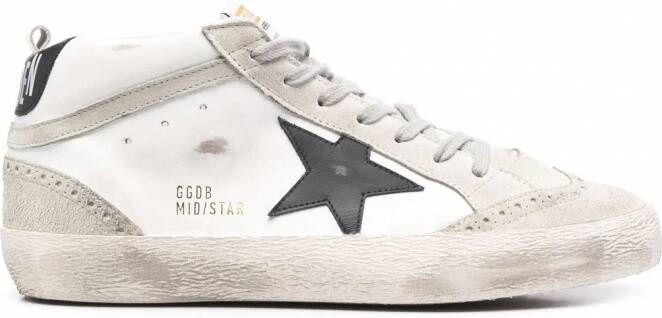 Golden Goose Mid Star sneakers met distressed-effect Wit