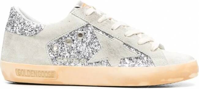 Golden Goose Super-Star sneakers met glitter Beige