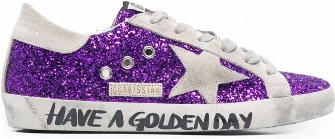 Golden Goose Super-Star sneakers met glitter Paars - Schoenen.nl