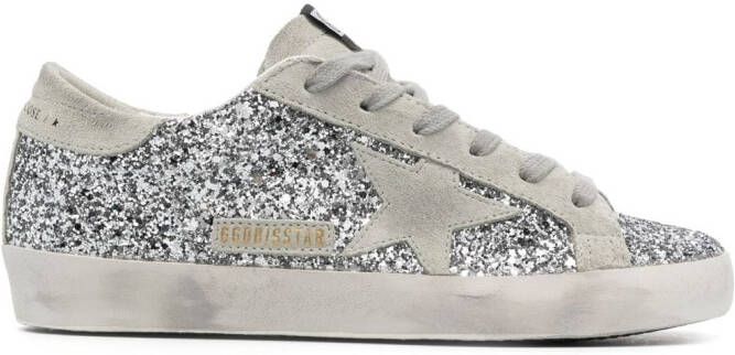 Golden Goose Super-Star sneakers met glitter Zilver