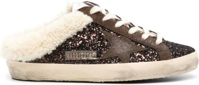 Golden Goose Super-Star sneakers met glitter Bruin