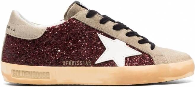 Golden Goose Super-Star sneakers met glitter Rood