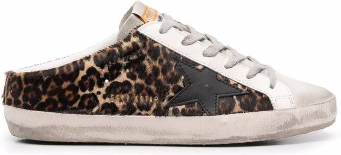 Golden Goose Superstar Sabot muiltjes met luipaardprint Bruin